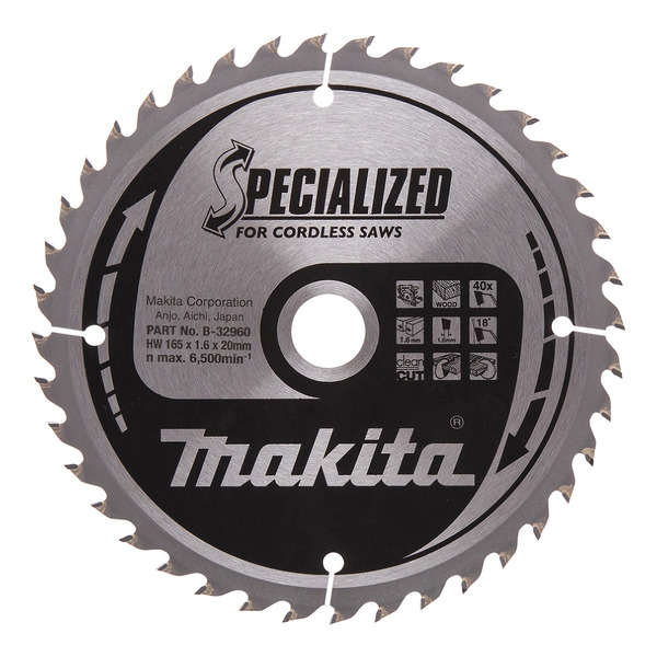 Makita B-32960 165x20mm 40T Specialized Circular Saw Blade