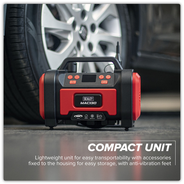 Sealey MAC13D Tyre Inflator & High-Volume Air Pump 12V/230V AC