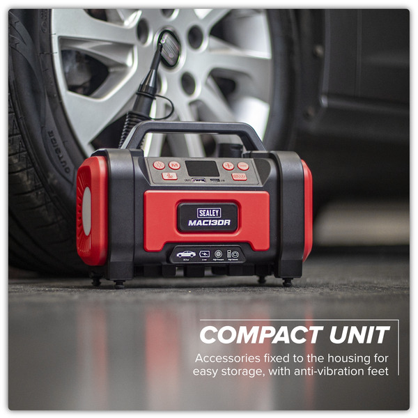 Sealey MAC13DR Rechargeable Tyre Inflator & High Volume Air Pump 12V