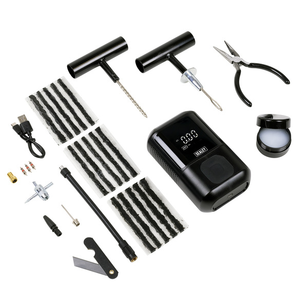 Sealey MAC24 Temporary Puncture Repair Kit & Rechargeable Tyre Inflator