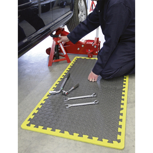 Sealey MIC1218Y3 Interlocking EVA Foam Workshop Mat Set with Hi-Vis Edges 1240 x 1825mm