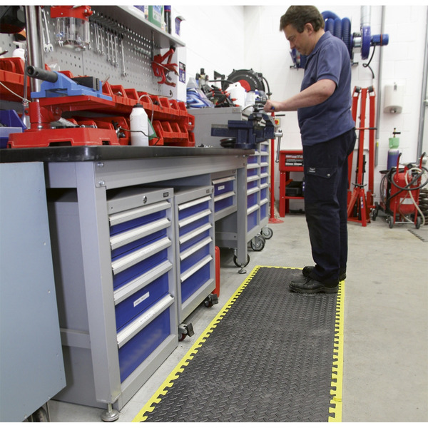 Sealey MIC1218Y3 Interlocking EVA Foam Workshop Mat Set with Hi-Vis Edges 1240 x 1825mm