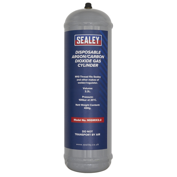 Sealey Disposable Argon/Carbon Dioxide Gas Cylinder 430g, 2.2L - Pack of 4