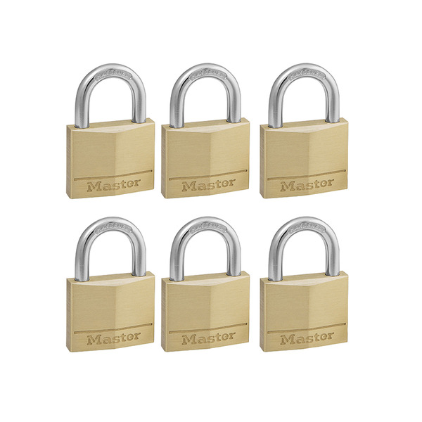 MLK140SIX Master Lock Solid Brass 40mm Padlock 4-Pin - Keyed Alike x 6