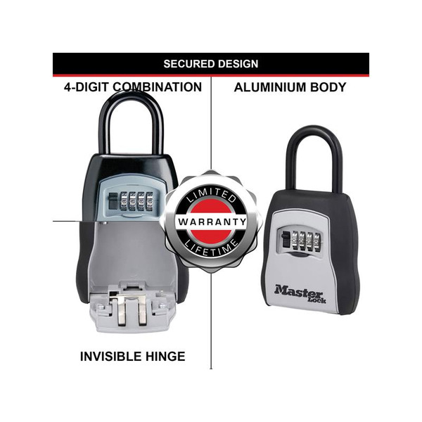 MLK5400E Master Lock 5400E Portable Shackled Combination Key Lock Box (Up To 3 Keys)