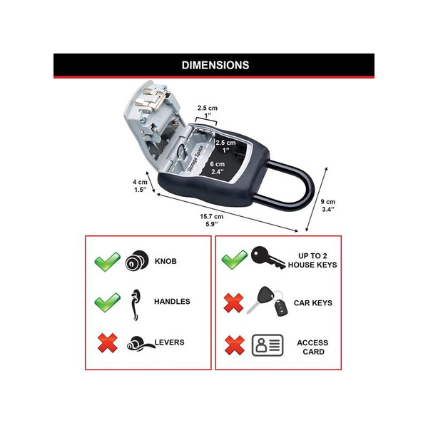 MLK5400E Master Lock 5400E Portable Shackled Combination Key Lock Box (Up To 3 Keys)