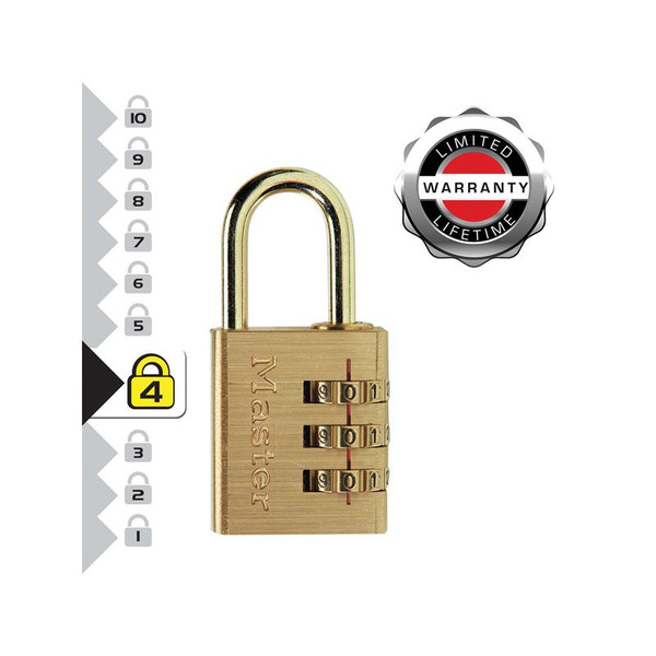 Brass Finish 30mm 3-Digit Combination Padlock