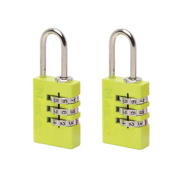 MLK7620TCOL Master Lock Aluminium  3-Digit Combination 20mm Padlock Colour x 2