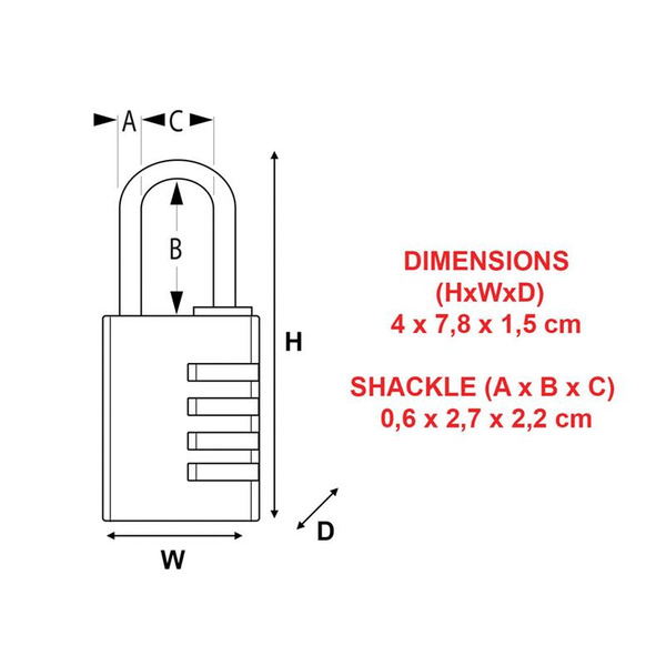 Aluminium 40mm 4-Digit Combination Padlock