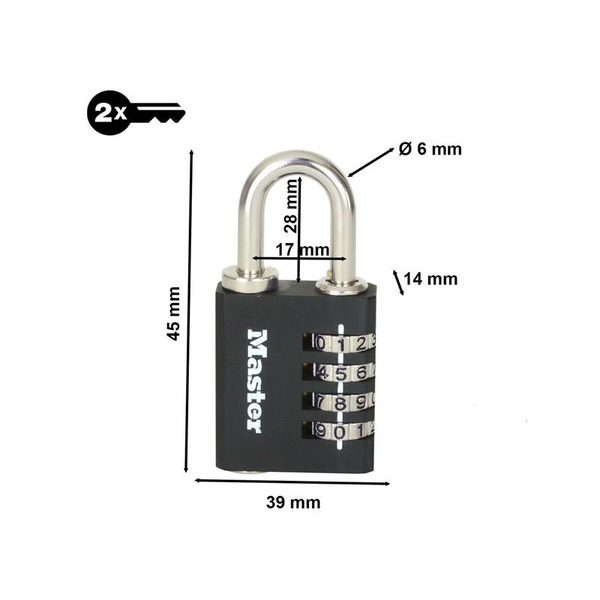 MLK7641BLK Master Lock Set-Your-Own Combination Padlock 40mm