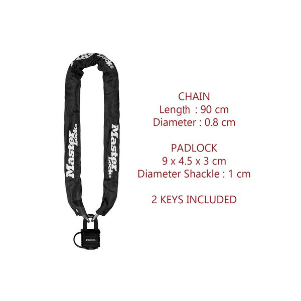 MLK8390PRO Master Lock Weather Tough 40mm Padlock & Chain 90cm x 6mm
