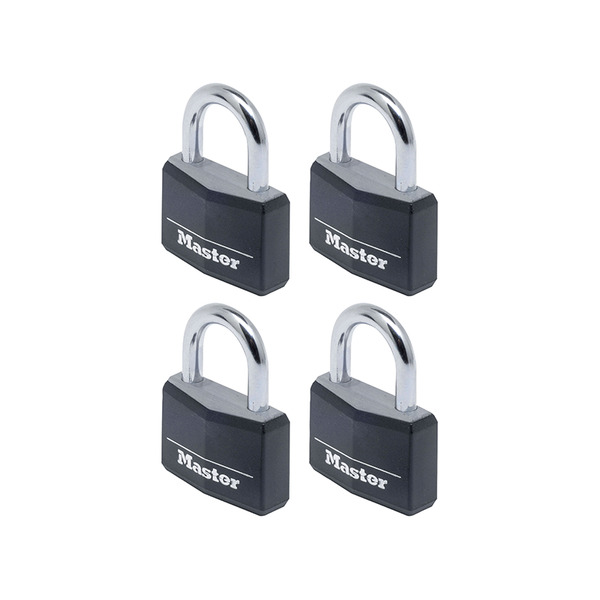 MLK9140QBLK Master Lock Aluminium Black Vinyl Cover 40mm Padlock 4-Pin - Keyed Alike x 4