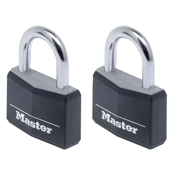 MLK9140TBLK Master Lock Aluminium Black Vinyl Cover 40mm Padlock 4-Pin - Keyed Alike x 2
