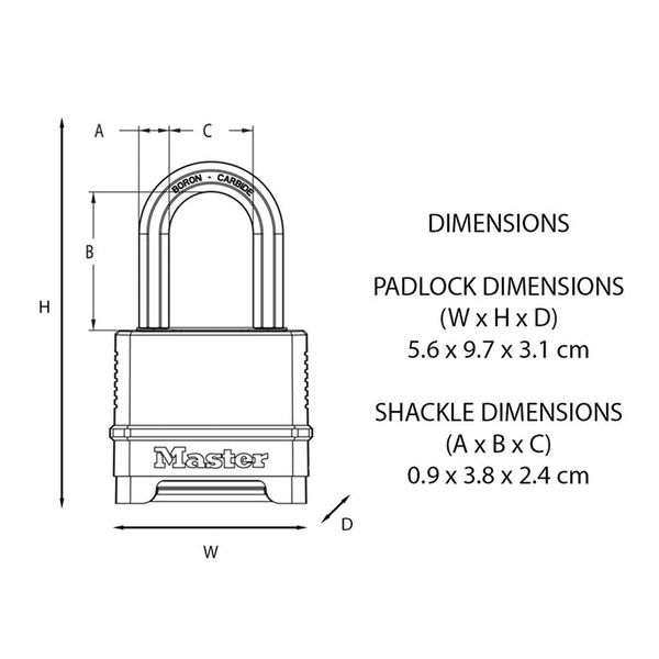 Excell™ 4-Digit Combination 50mm Padlock - 38mm Shackle