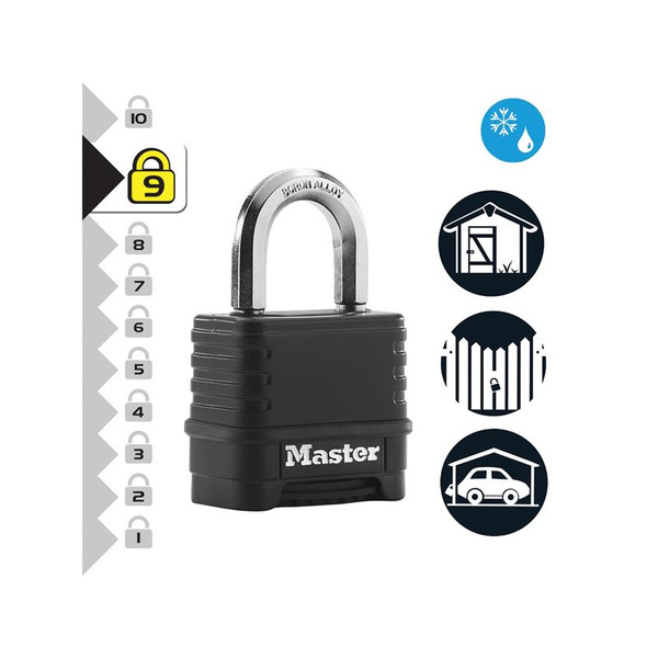 Excell™ 4-Digit Black Finish Combination 50mm Padlock