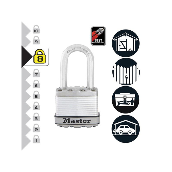 Excell™ Laminated Steel 45mm Padlock 4-Pin - 38mm Shackle