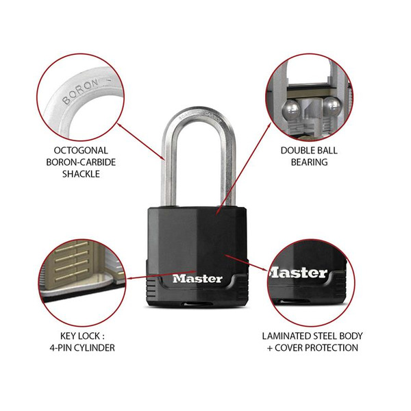 Excell™ Weather Tough 51mm Padlock 5-Pin - 51mm Shackle