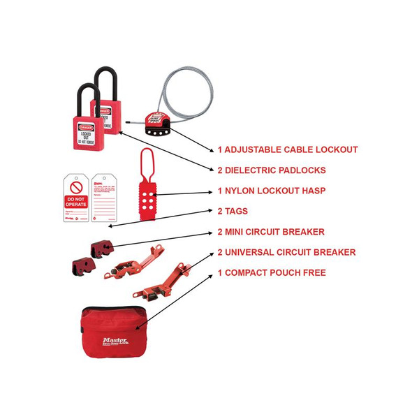 MLKSMAINTKIT Master Lock General Maintenance Lockout Kit, 9 Piece