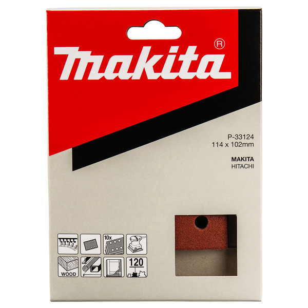Makita P-33124 10pk Palm Sander Sheets Red 120 Grit