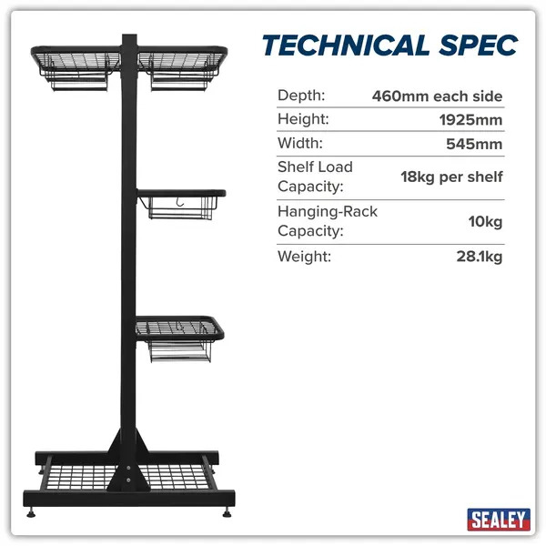 Sealey MS081FS2 Freestanding Motorcycle Helmet & Gear Storage