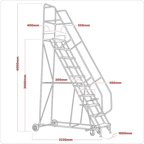 Sealey MSS12 Mobile Safety Steps 12-Tread