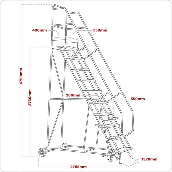 Sealey MSS15 Mobile Safety Steps 15-Tread