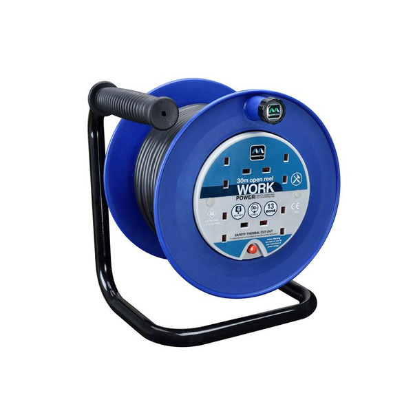 Masterplug MSTLDCT30134 Heavy-Duty Cable Reel 240V 13A 4-Socket Thermal Cut-Out 30m