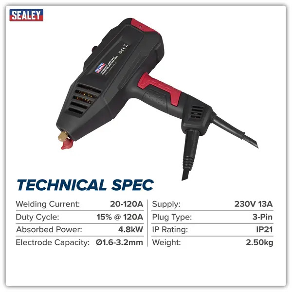 Sealey MWH120I Handheld MMA/ARC Inverter Welder 120A