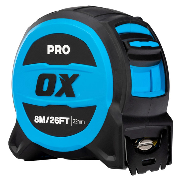 Ox OX-P506408 Pro 8m/26ft Tuff Blade Tape Measure - Magnetic Dual Hook & 32mm Wide Blade