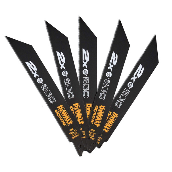 DeWalt 203mm 2X Recip Blade 14 TPI Metal 5pk