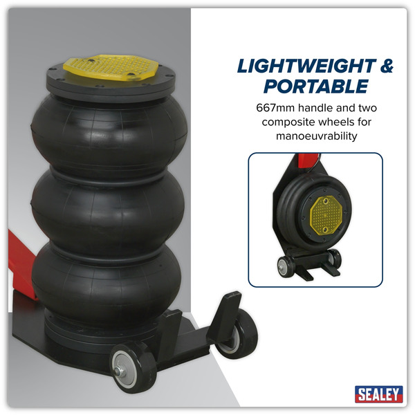 Sealey PAFJ3 Premier Air Operated Long Handle Fast 3-Stage Jack 3 Tonne