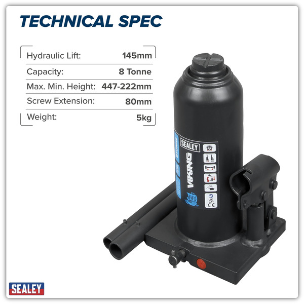 Sealey PBJ8S Viking Bottle Jack 8 Tonne