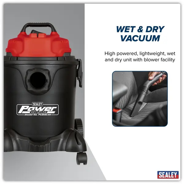Sealey PC200 20L Vacuum Cleaner Wet & Dry 1250W/230V