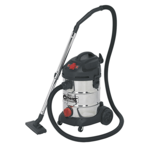 Sealey Industrial Vacuum Cleaner Stainless Steel Drum Auto Start 30L 1400W/230V