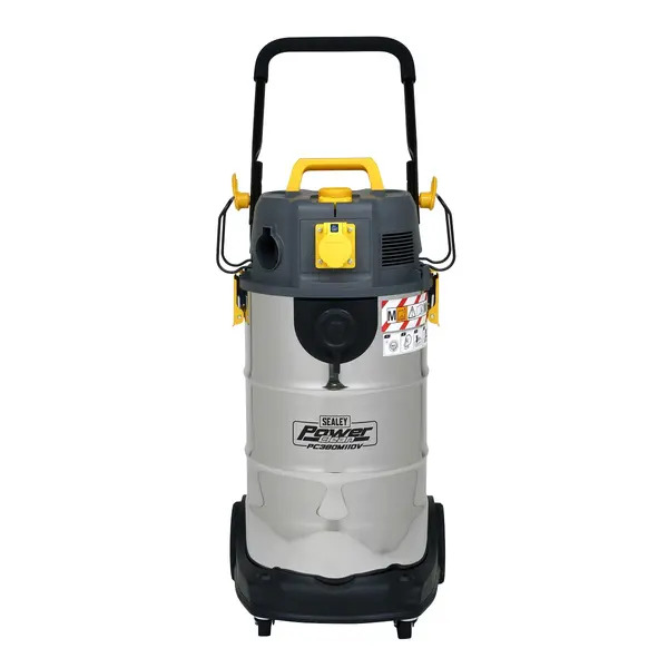 Sealey PC380M110V 38L M Class Dust-Free Vacuum Cleaner Wet & Dry Stainless Steel Drum 1100W/110V