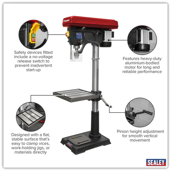 Sealey PDM260F Premier Floor Standing Pillar Drill 12-Speed 1100W/230V