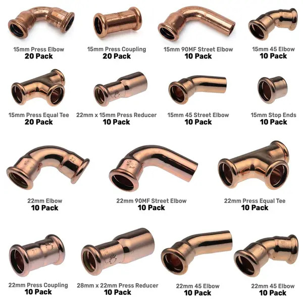 Pegler PXPP001 Pro Pack M Profile Press Fittings - 180 Pack