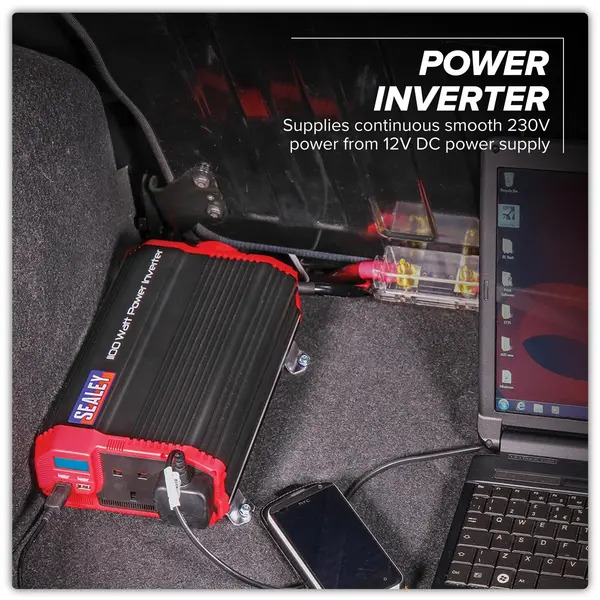 Sealey PI1100 Modified Sine Wave Power Inverter 1100W 12V