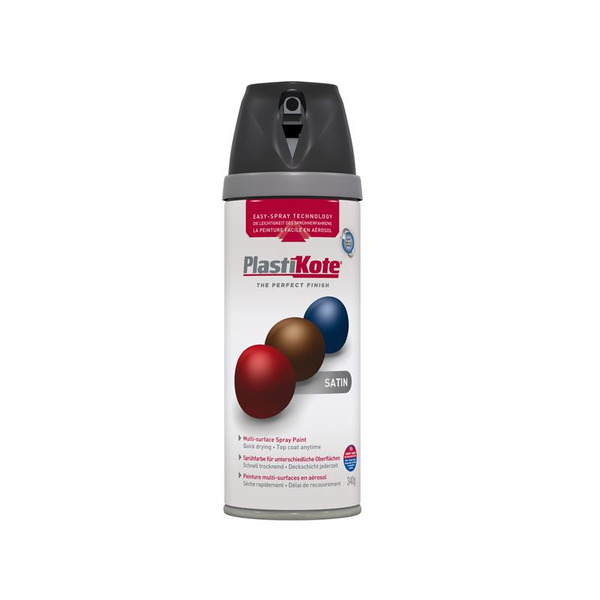 PlastiKote PKT22100 Twist & Spray Satin Black 400ml
