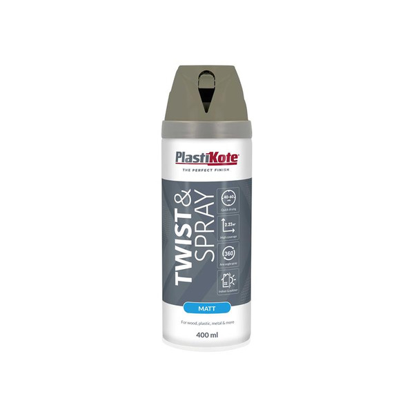 PlastiKote PKT23122 Twist & Spray Matt Quartz Grey 400ml