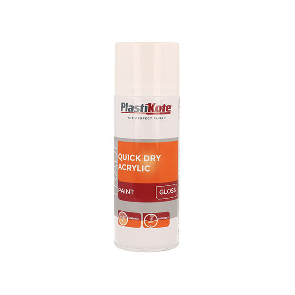 PlastiKote PKT71011 Trade Quick Dry Acrylic Spray Paint Gloss White 400ml
