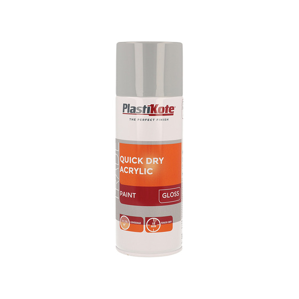 PlastiKote PKT71012 Trade Quick Dry Acrylic Spray Paint Gloss Grey 400ml