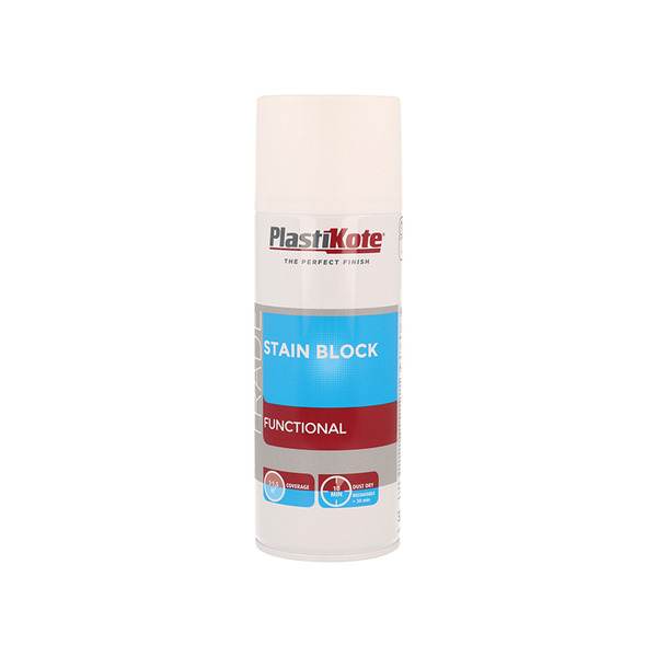 PlastiKote PKT71019 Trade Stain Block Spray Paint White 400ml