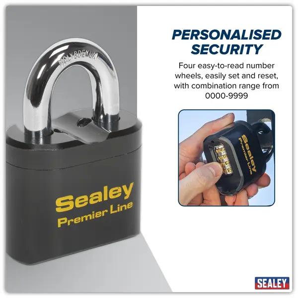 Sealey PL603 Premier&trade; Steel Body Combination Padlock 62mm