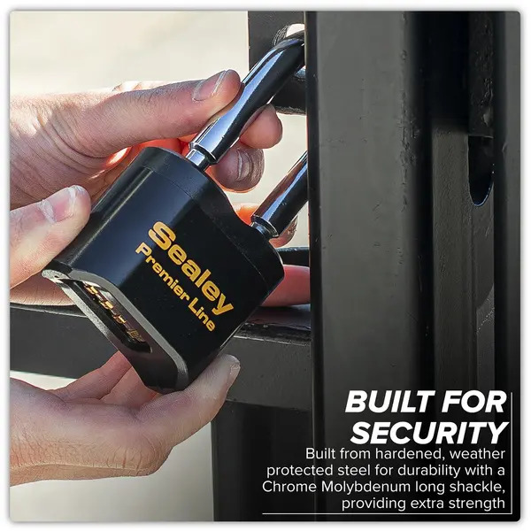 Sealey PL603L Premier&trade; Steel Body Combination Padlock Long Shackle 62mm