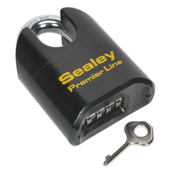 Sealey PL603S Premier&trade; Steel Body Combination Padlock Shrouded Shackle 62mm