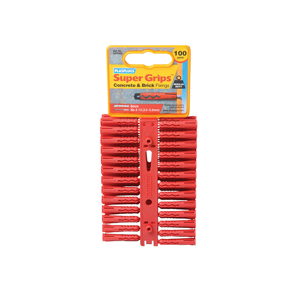 Plasplugs SRP 502 Solid Wall Super Grips™ Fixings Red (100)