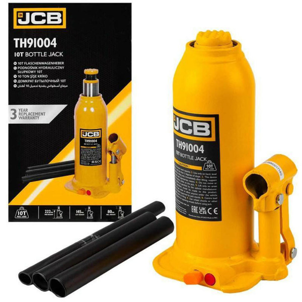 JCB Tools JCB 10 Tonne Automotive Hydraulic Bottle Jack, 450mm Maximum Lift | JCB-TH91004