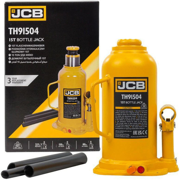 JCB Tools JCB 15 Tonne Automotive Hydraulic Bottle Jack, 460mm Maximum Lift | JCB-TH91504