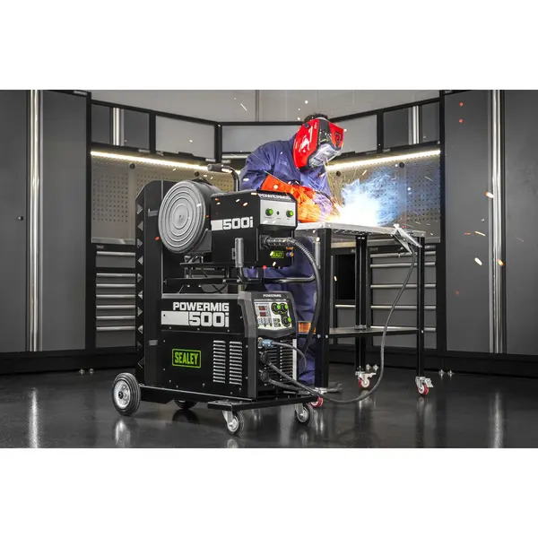 Sealey POWERMIG500i 500A Professional Gas/Gasless MIG/TIG/MMA Inverter Welder With Portable Wire Feeder 400V 3ph